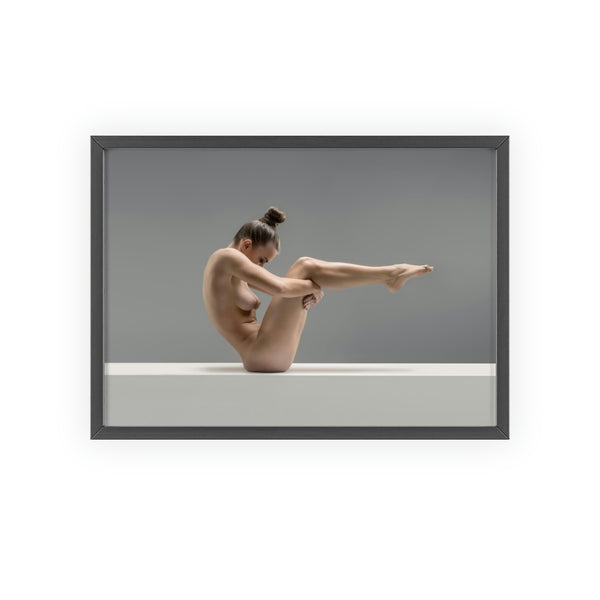 Nude Yoga -  Print with Wooden Frame