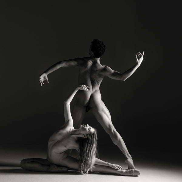 adam and eve nude dancers print black and white photography