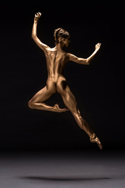 Art Dance Photography Prints - Purchase Online the artwork: Mehron Figures - golden ballerina in jump by Francisco Estevez