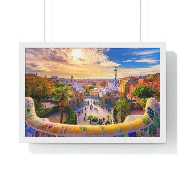 Park Guell view of Barcelona - Framed Print
